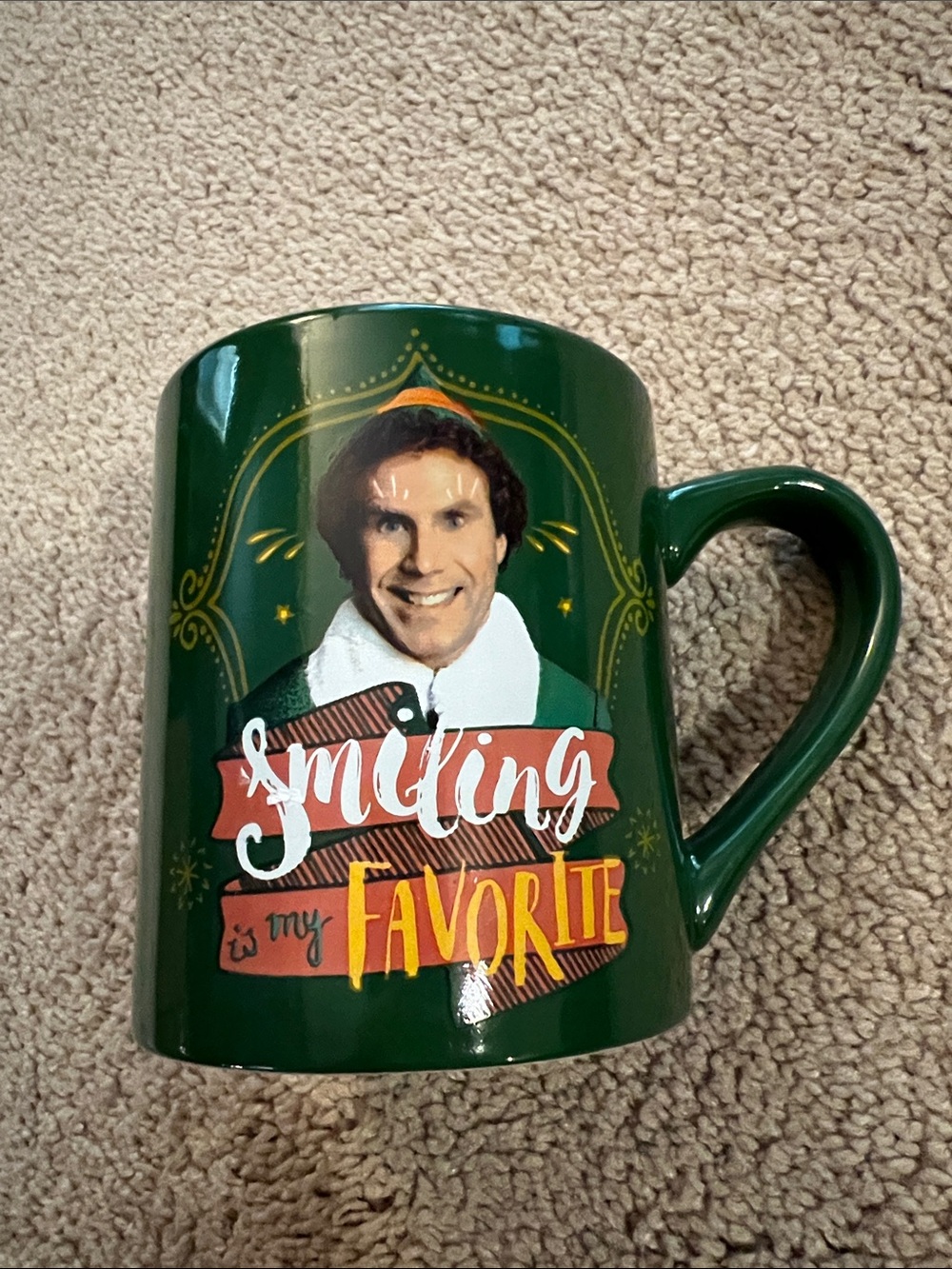 ELF Green Ceramic Holiday Mug with Festive Lettering